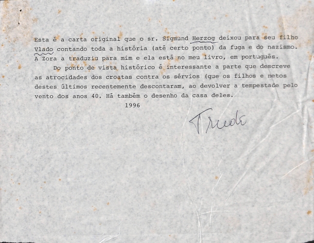 Carta de Zigmund Herzog para Vladimir Herzog, 1968